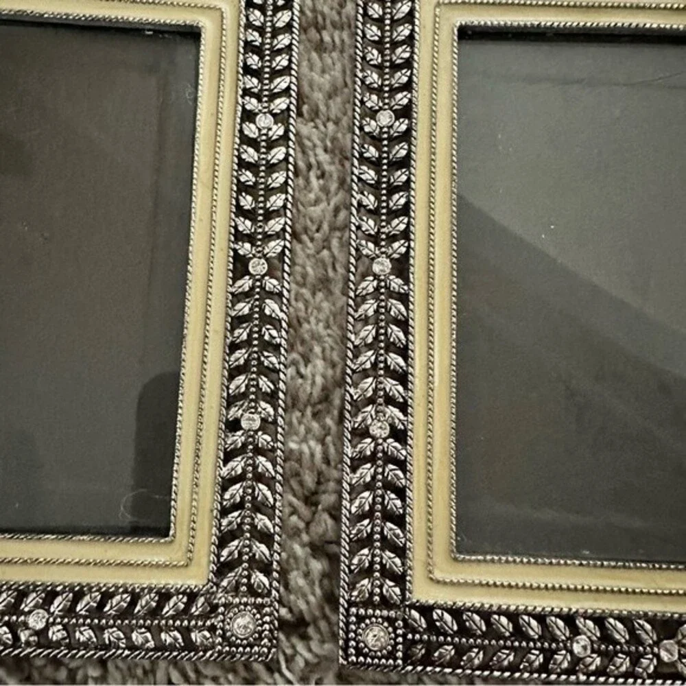 Metal Enamel Leaf Crystal‎ Frames Set of 2